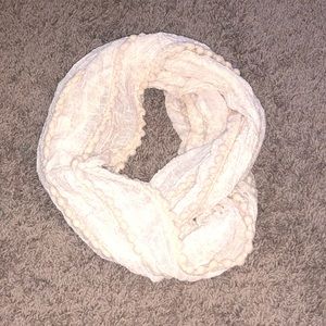 NWT Cream Pom Pom Infinity Scarf